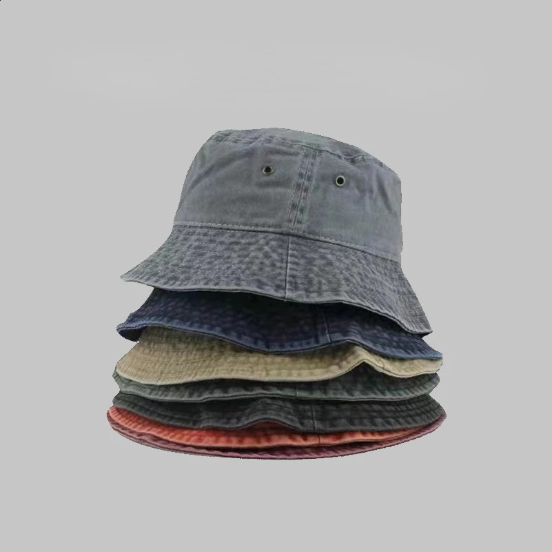 Fashion Women Men Washed Denim Solid Vintag Bucket Hats Lady Male Spring Summer Autumn Panama Fisherman Cap Hat For 250117