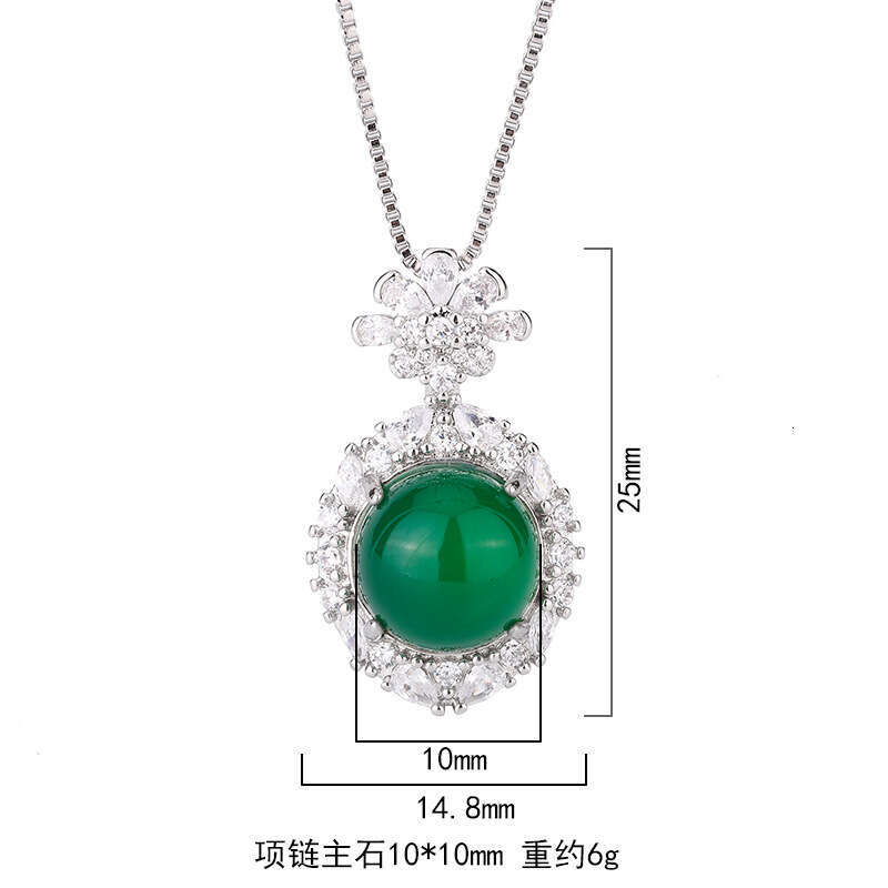 Huamei Jewelry Necklace Inlaid with Imitation Natural Blue Green Jadeite Red Corundum Fashion Collarbone Chain Temperament