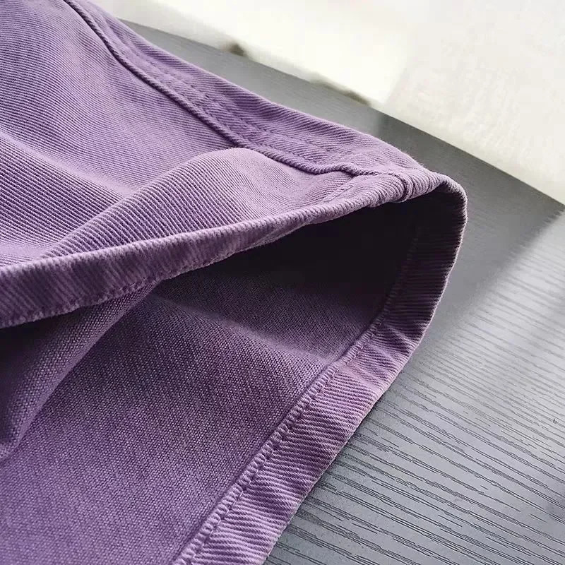 Womens summer denim solid press fit high waist wide leg casual streetwear fashionable slim fit simple 250214