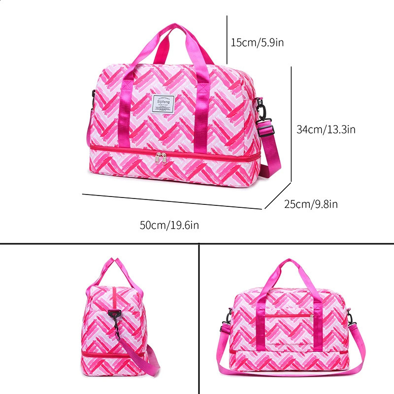 Fashion Ripple Large Capacity Travel Duffle Bag Sports Gym Bag Independent Shoe Compartment Weekend Overnight Luggage Bag 250214