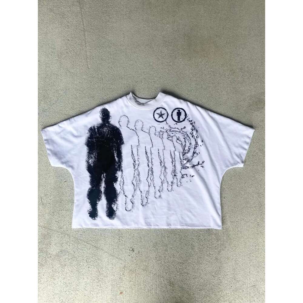 High Street Cartoon Pattern Printed Women T-shirt Fashion Round Neck Pure Cotton Short sleeved Men Y2k Retro Casual Top