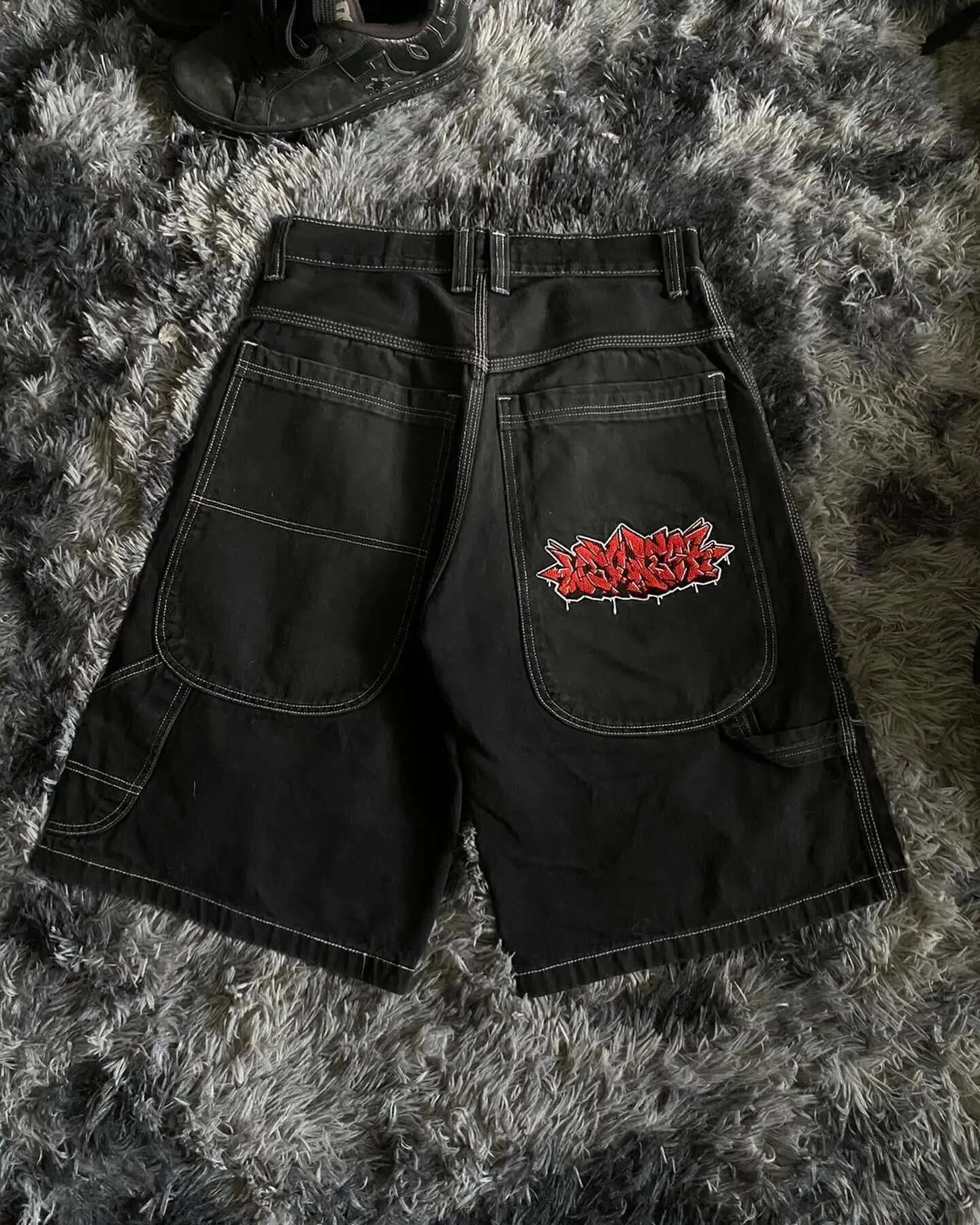 Street Wear Y2K Pants Retro Hip-hop Pocket Letter Embroidered Denim Shorts Casual Loose Designer Jeans Gym Men's And Women's High Waisted Ba