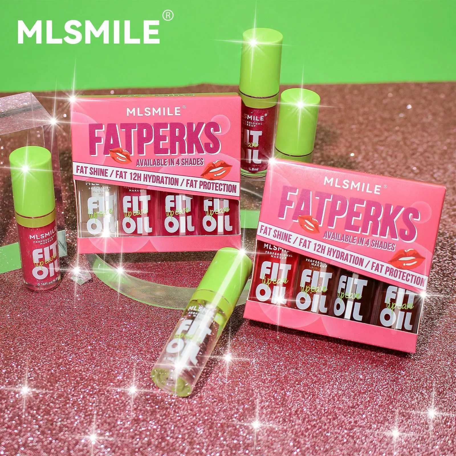 MLSMILE 4pcs/set Mirror l tree-color Lip Gloss Long-lasting Hydrating Moisturizing Lip Enhancement Lip Balm Clear Lip OilW250219