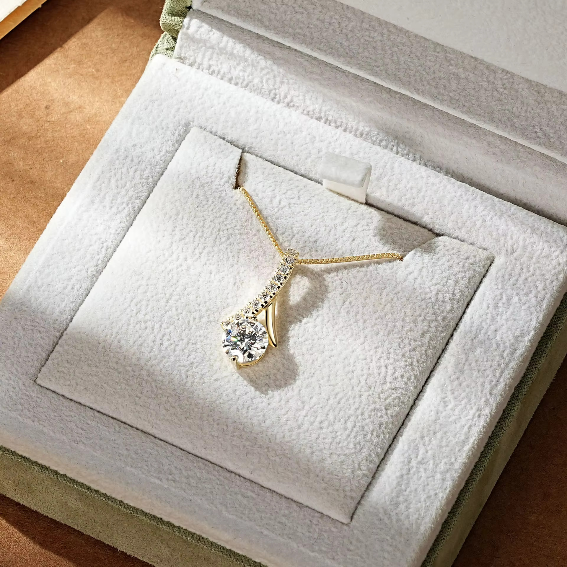 Wholesale S Moissanite Jewelry Water Drop Crystal Zircon Pendant Necklace with GRA and Gift Box for Women