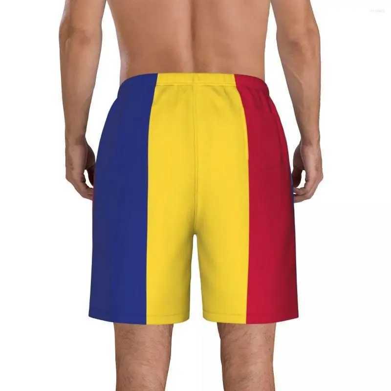 Men's Shorts 3D Romanian flag graphic beach shorts mens Romanian badge board shorts summer swimsuit Hawaiian swim shorts surfing ice shorts z2502