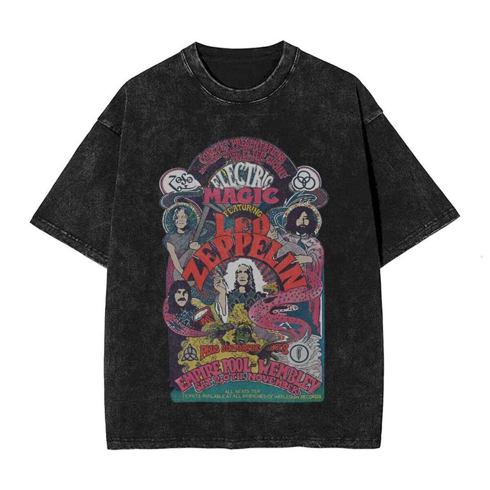 Heavy Metal Music Band Washed T Shirt Streetwear Vintage T-S
