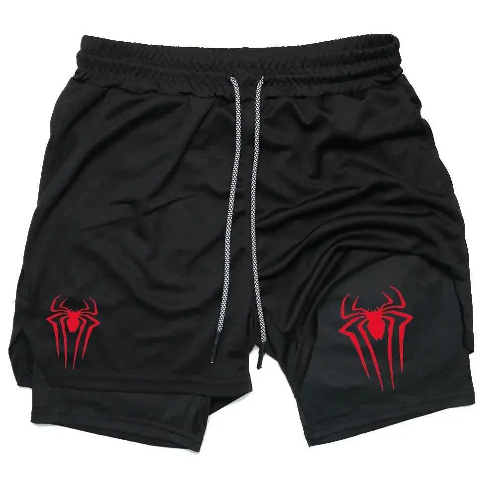 M-3XL Mens sports shorts spider print compression shorts informal training running Mesh 2-in-Performance Shorts Summer W250219