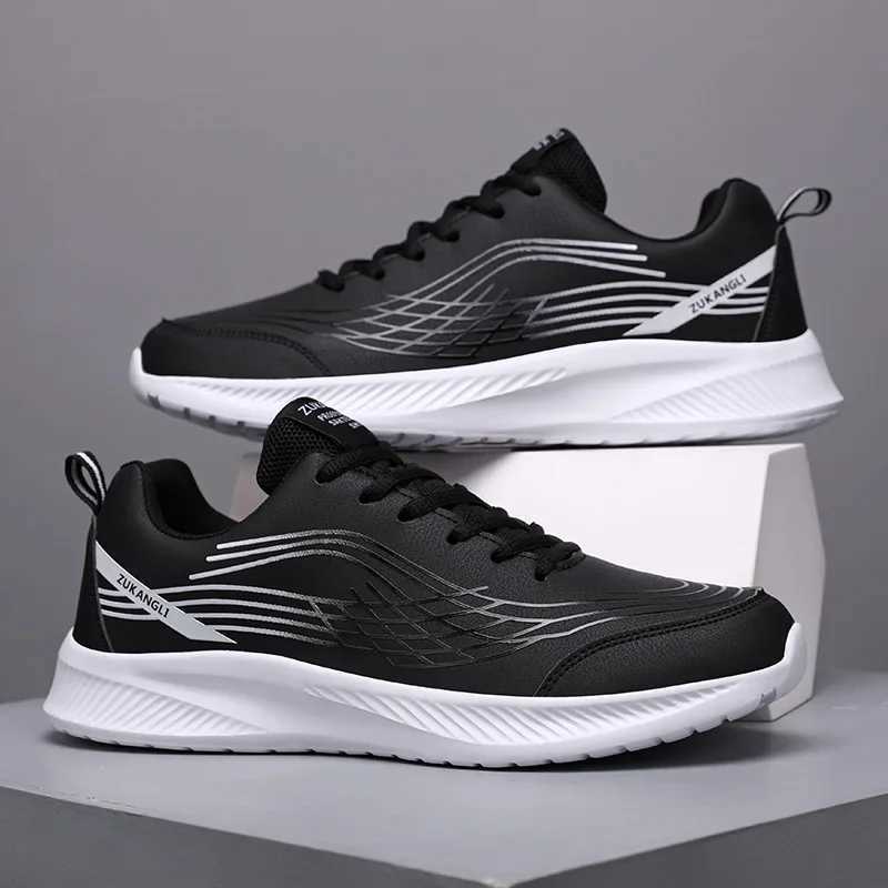 Running Shoes Men Big Size Casual Outdoor Flat Comfortable Walking Leather Tennis Shoes Lace-up Cheap Sneakers ManC250304
