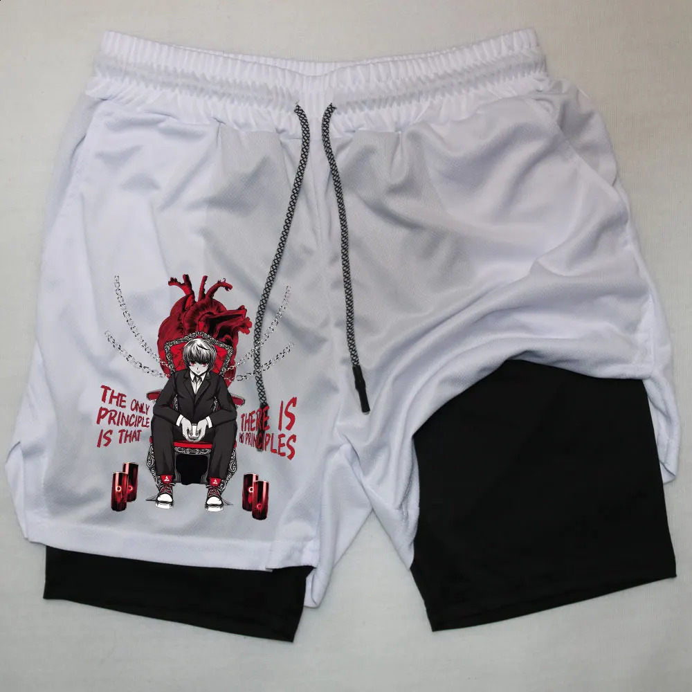 Anime Performance Shorts Kurapika Printed GYM Casual Sports Compression Workout Running Mesh 2 In 1 Sport Short Pants 250218