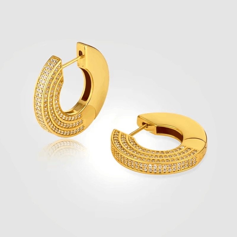 Fashion Gold Color Bling Cz Circle Hoop Earrings for Women Micro Pave Inlaid Cubic Zirconia Party Jewelry