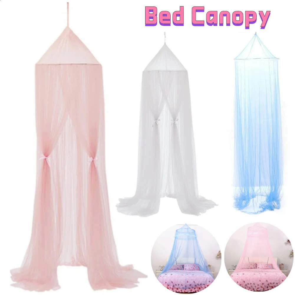 Bed Canopy Polyester Hanging Mosquito Net Princess Foldable Dome Bed Canopy Elegant Fairy Lace Dossels Bedcover For Baby 250218