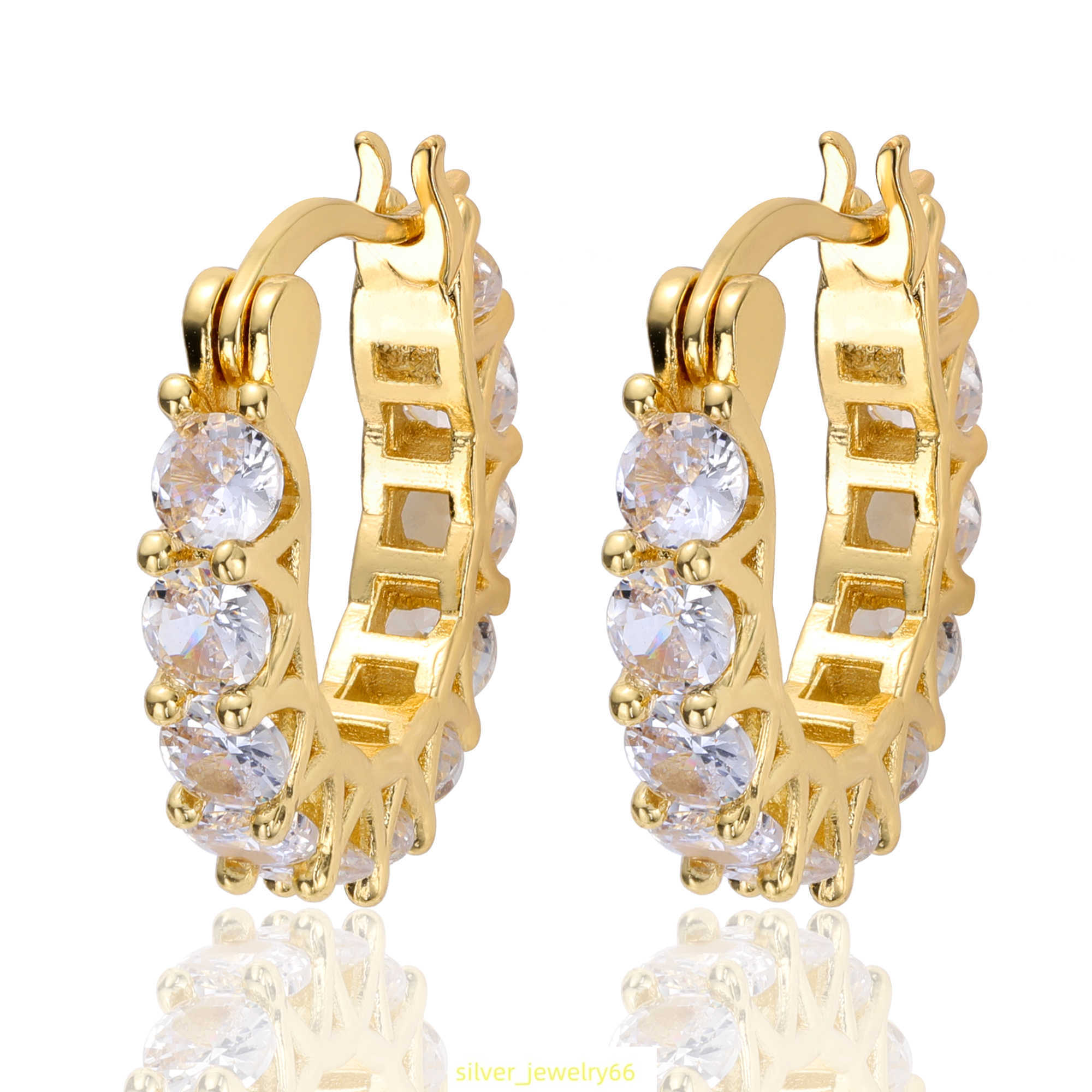 2023 Latest Daily Uses Ear Jewelry 10k/14k/18k Solid Gold GRA D White Huggie Hoop Moissanite Earrings