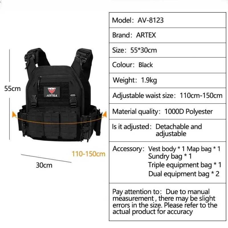 ARTEX Ranger Green Plate Carrier Tactical Vest With Quick Release Security Molle Chaleco Tactico Bandolier Laser Cut Combat VestXJ250219