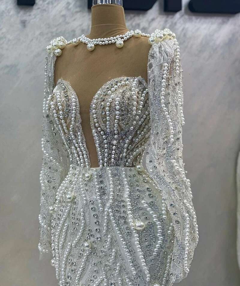 Wedding Dress More Pearls Sequins Rhie Custom Made Bridal Gowns Long Sleeves Vestido De Novia