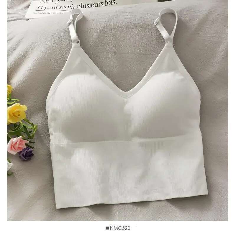 Sexy Vest Womens Tops Sexy Tank Built In Bra Solid Color Camis For Women Crop Top Off Shoulder Sleeveless Camisole New