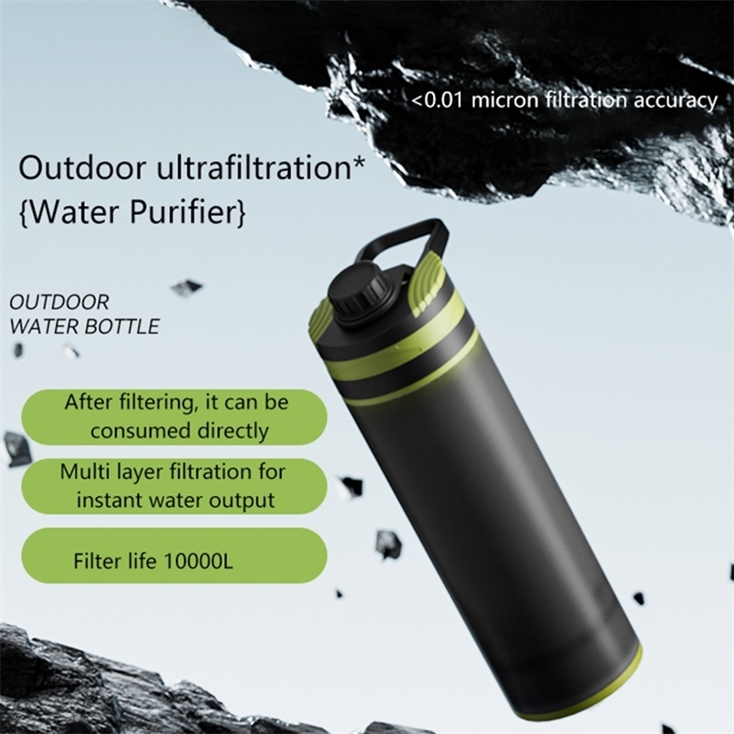 27 Oz Water Purifier Bottle Filter For Hiking Camping Survival Travel 250219