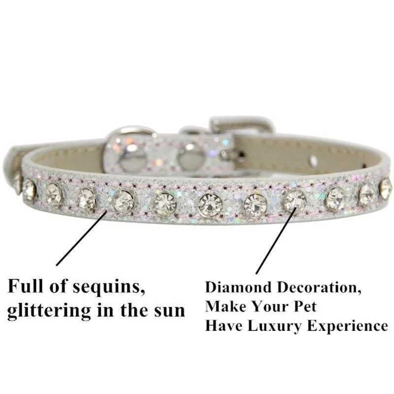 Cute Bling Rhinestone Dog Collar Crystal Diamond Cat Collar Kitten Puppy Collars for Small Medium Pets W250219