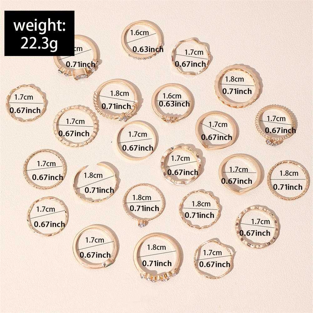 23Pcs/Set Luxury Simulated Faux Pearls Eye Wave Star Moon Chain-Shaped Multi-Element Design Suitable Rings For Women Daily WearXJ250219