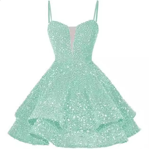 Shiny Short Homecoming Strap Sexy Dress 2025 New Shiny Sweet Ball Party Evening Dress 240801