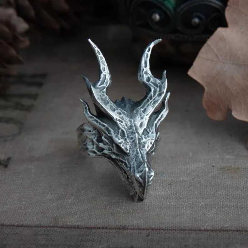 Personality Punk Magic Dragon Head Opening Adjustable Ring for Mens Fashion Dragon Rings Hip Hop Jewelry Accessories GiftsXJ250219