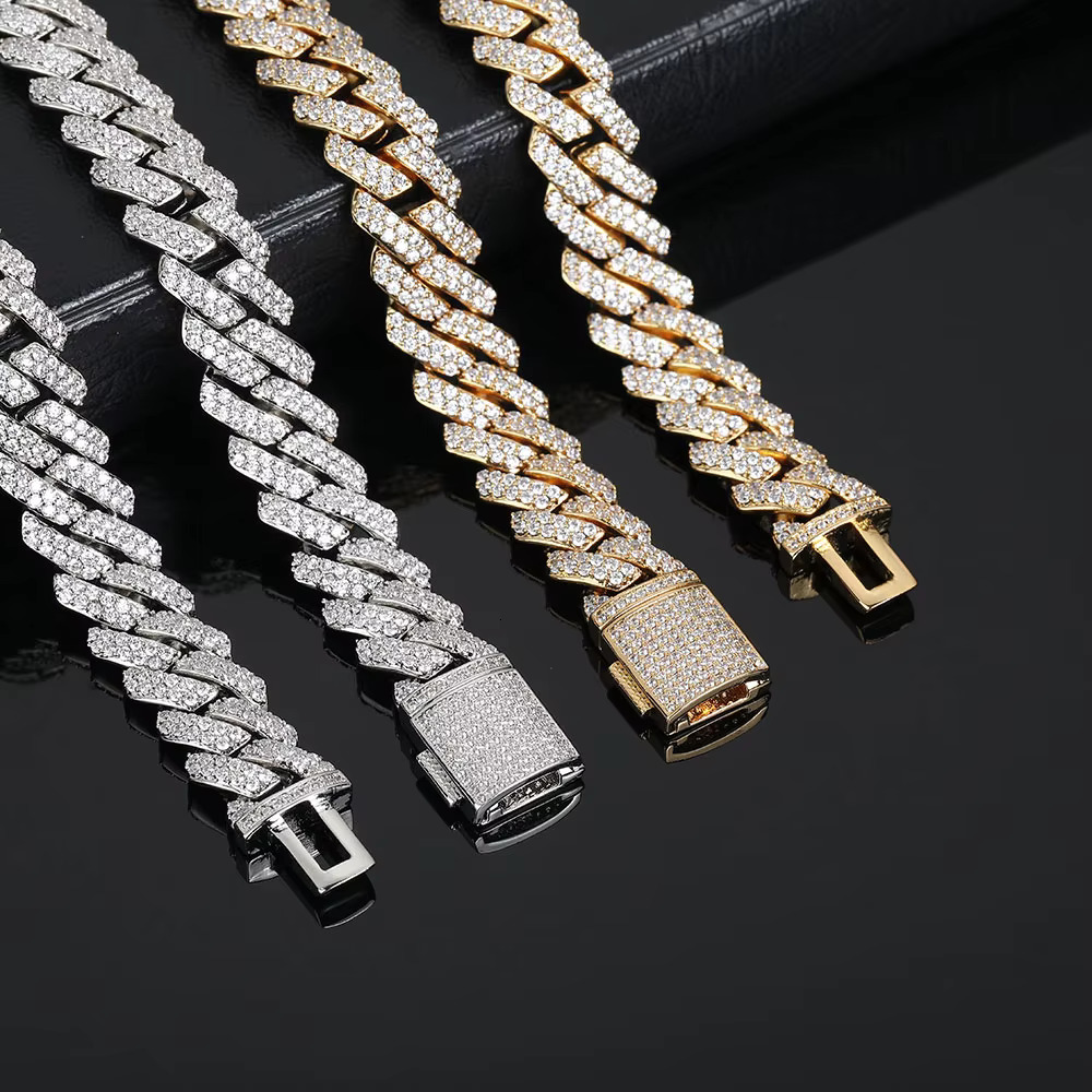 10mm Hip Hop Dia Necklace Iced Out Micro Pave Cz Cuban k Chain for Men Women