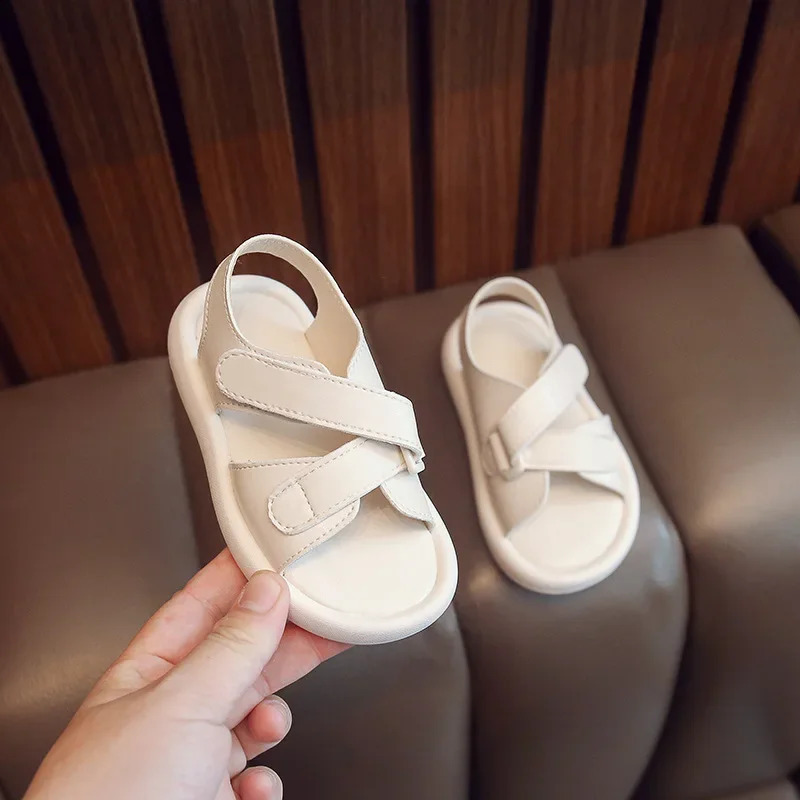 Summer Lightweight Sandals Baby Girl Shoes Solid Leather Breathable Boys Casual Kids Sport Teens Sandals Children Sneaker H05051 250219