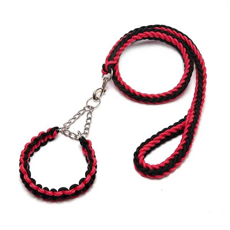 Braided Dog Collar Dog Leash Anti-impact P Chain Pet Leash Eight-strand Nylon Leash Dog LeashXJ250218