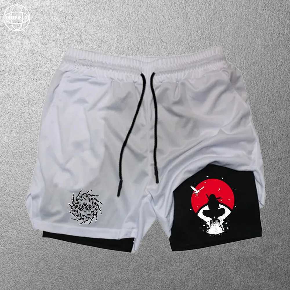 2024 New Mens Fitness Training Tights Printed Summer Two-in-One Quick-Drying Gym Jogging Shorts Outdoor Sportswear M-3XL W250219