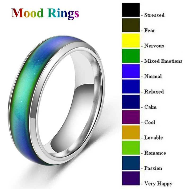 1pc Stainless Steel Mood Ring Changing Color Rings Emotion Feeling Temperature Ring For Women Men Couples Rings Fashion JewelryXJ250219