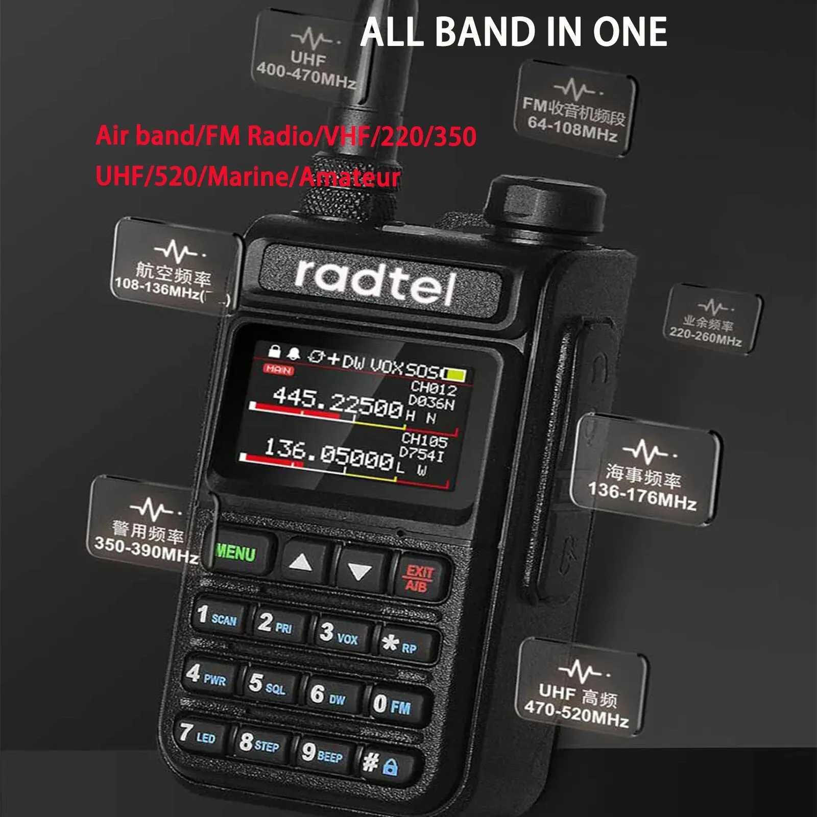 Radtel RT-890 Full Band Ham Radio Amateur 2 Way Radio 999CH Walkie Talkie AM Air Aviation Band Color Scanner Marine NOAA ScanXJ250219