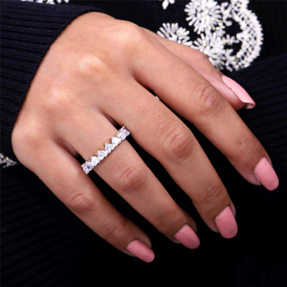 Jewelry18K Gold Heart Cut Diamond Half Eternity Ring Lab Diamond Ring White Gold Heart Diamond Martini Anniversary Dainty Gold Ring