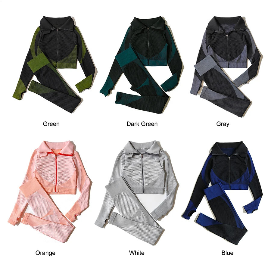 WAREBALL Seamless Yoga Sets Women Fitness Gym Clothing Long Sleeve Shirts High Waist Running Leggings Workout Pants Sports Suits 250219