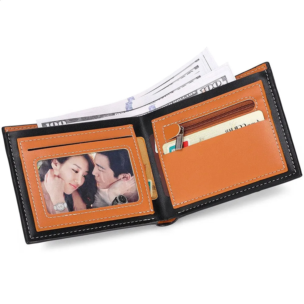 Carbon Fiber Short Wallet Mens Card Bag Integrated Zipper Change Holder 250218
