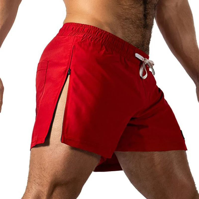 Summer Sports Shorts Men Sweatshorts Quick Dry Running Gym Beach Jogging Bottoms Fitness Training side Zipper Pants 250219