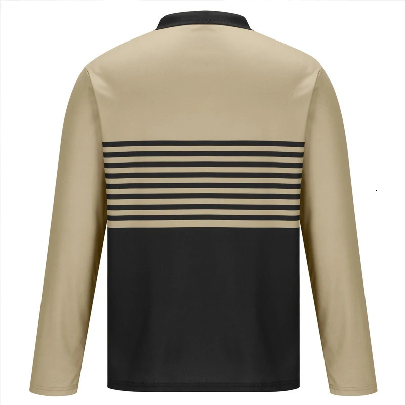 Mens Golf Shirt Polo Work Casual Collar Long Sleeve Basic Modern Stripe Button SpringSummer Regular Suitable for 250219