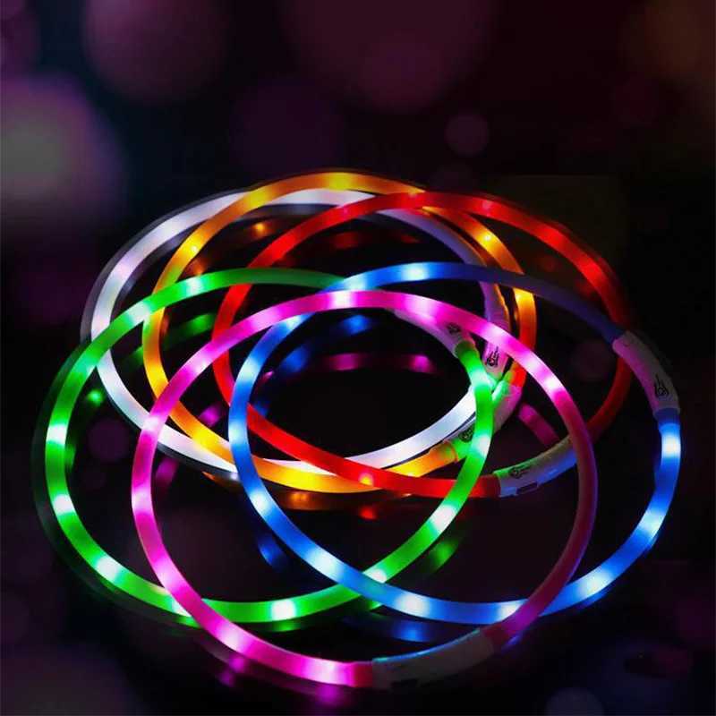 LED Pet Dog Collar USB Charge Collar Detachable Glowing Necklace Light Flashing Dogs Collars Anti-Lost Dog Night Safety Collar W250219