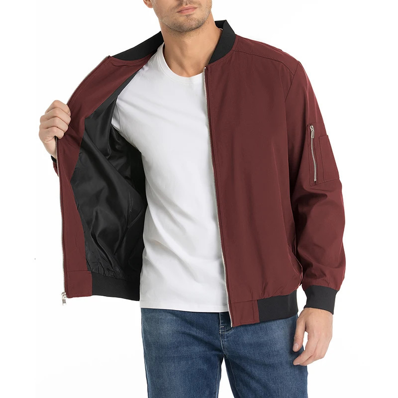 Autumn Lightweight Bomber Jacket Men Spring Casual Varsity Baseball Coat Fashion Pilot Sport Track USA Size 250218