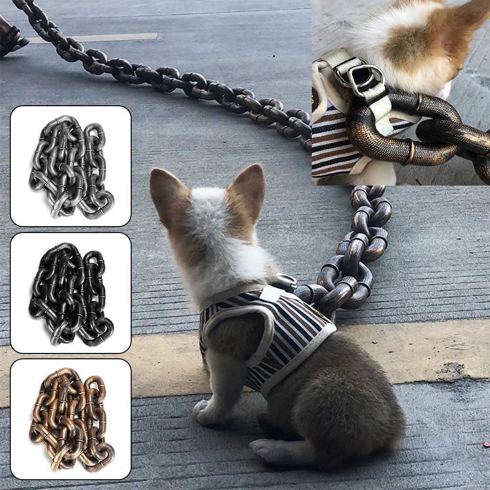 Funny Dog Leash Simulation Life-Like Iron Chain For Large Medium Small Pet Dog Accessories Dog Collar Dog leash Things For DogsXJ250218