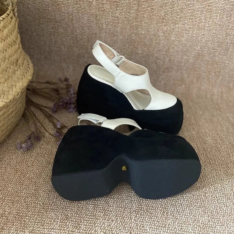 Krazing Pot Cow Leather High Thick Bottom Summer Shoe Casual Increase Luxury Party Modern Brand Platform Women Sandals 250117