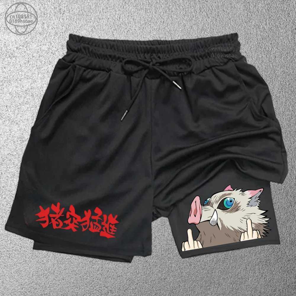 Fashionable printed sports shorts mens fitness 2-in-1 shorts double-layer beach shorts outdoor training running shorts S-2XL W250219