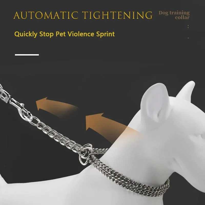 35-65cm Dog Collar Metal Adjustable Double Row Telescopic Chain Triple Ring Explosion-Proof Punch Collar Dog Training Supplies W250219