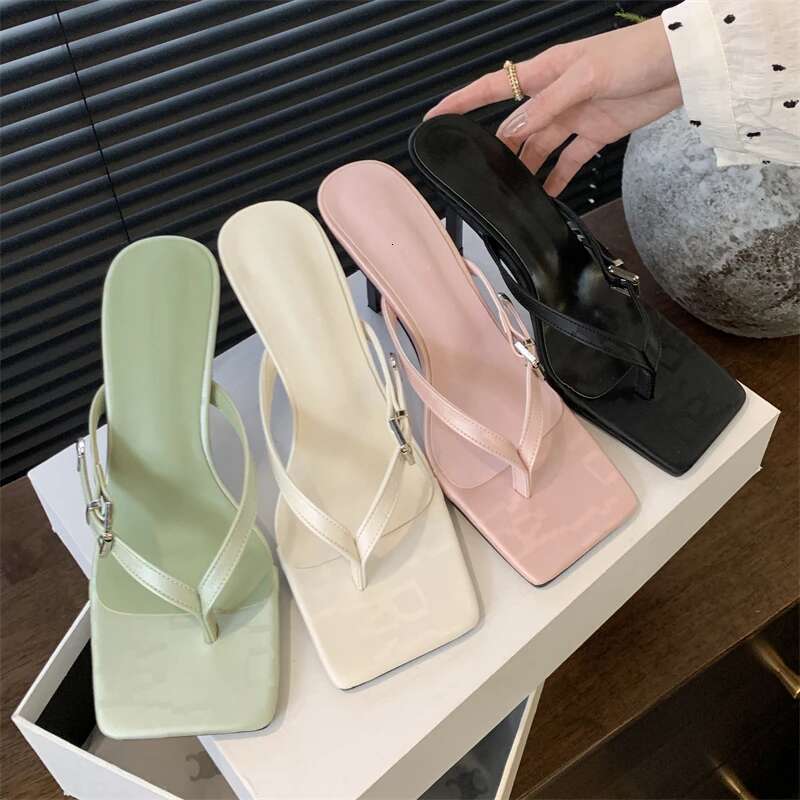 Summer Fashion Clip Toe Buckle Women Slippers Gladiator Sandals Party Thin Heels Flip ps Slides Shoes atos De Muje