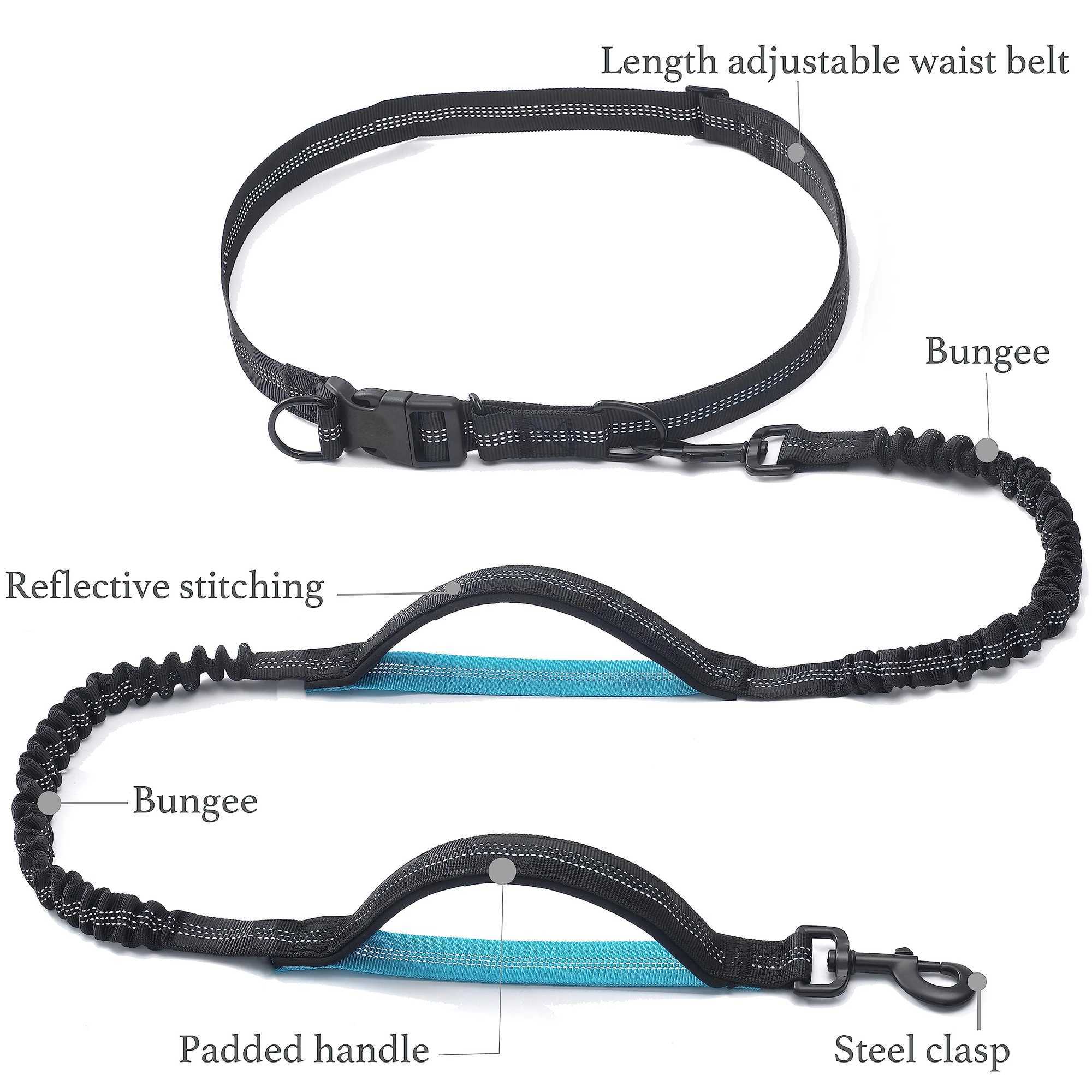 Hand Free Dog Leash for Pet Walking Running Jogging Adjustable Dog leash Waist Belt Chest Strap Traction Rope Dog AccessoriesXJ250218