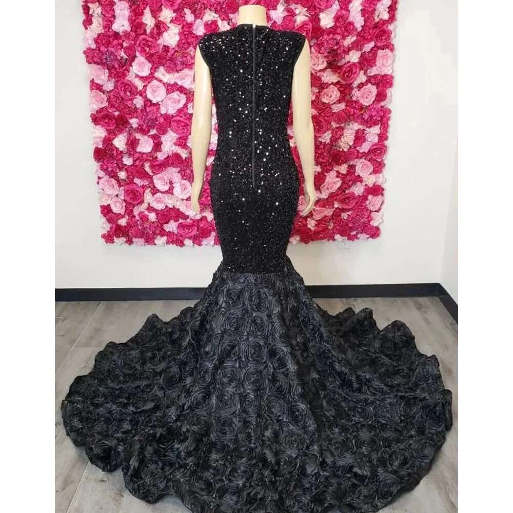 African American Long Prom Dresses For Black Girls Mermaid Sequins ral Crystals Women Elegant Evening Gown Customized