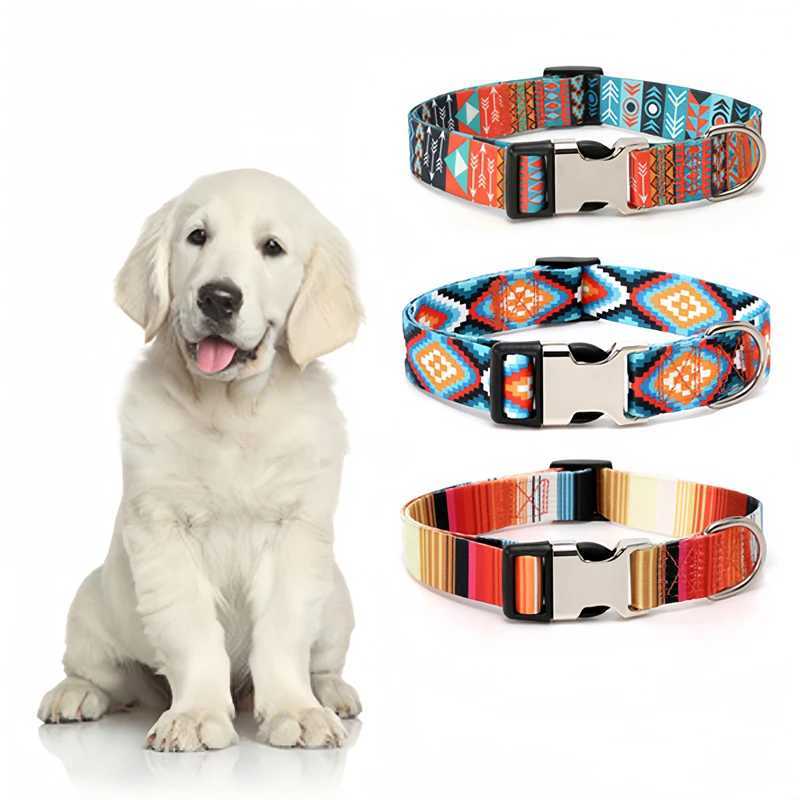 Forest Pattern Collar Pet Accessories Pet Stripes Polyester National Wind Dog Rope Adjustable Nylon Dog Collar Personzed W250219