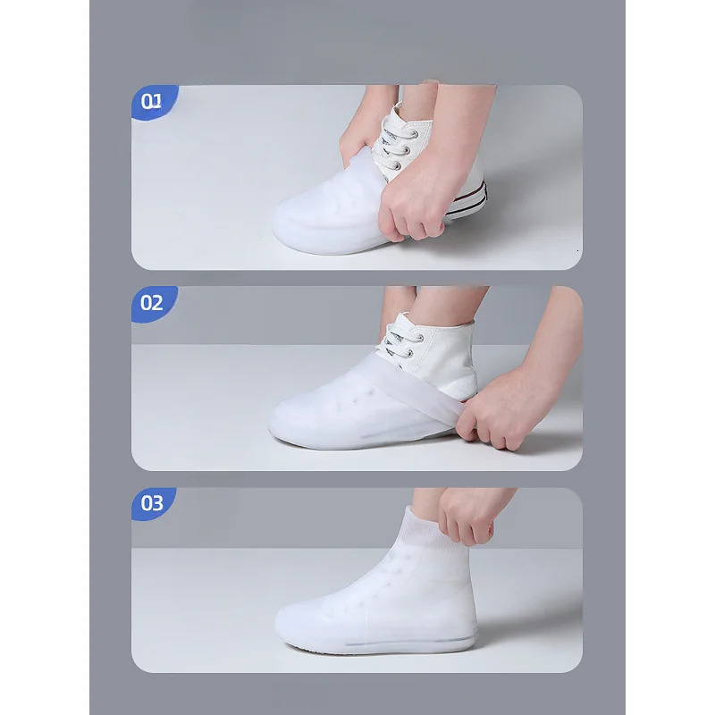 Reusable Rain Boots Waterproof Shoes Covers Non Slip Silicone Overshoes Unisex Rubber Water Resistant Shoe Rainy Day 250219