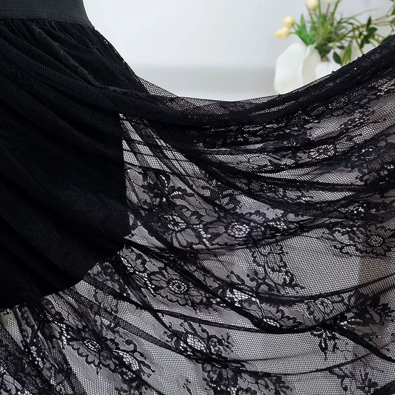 Elegant Party Evening Sexy Dress Lace Dresses for Women See Through Maxi Bodycon Gothic Lolita Fashion Black Skirt 250213