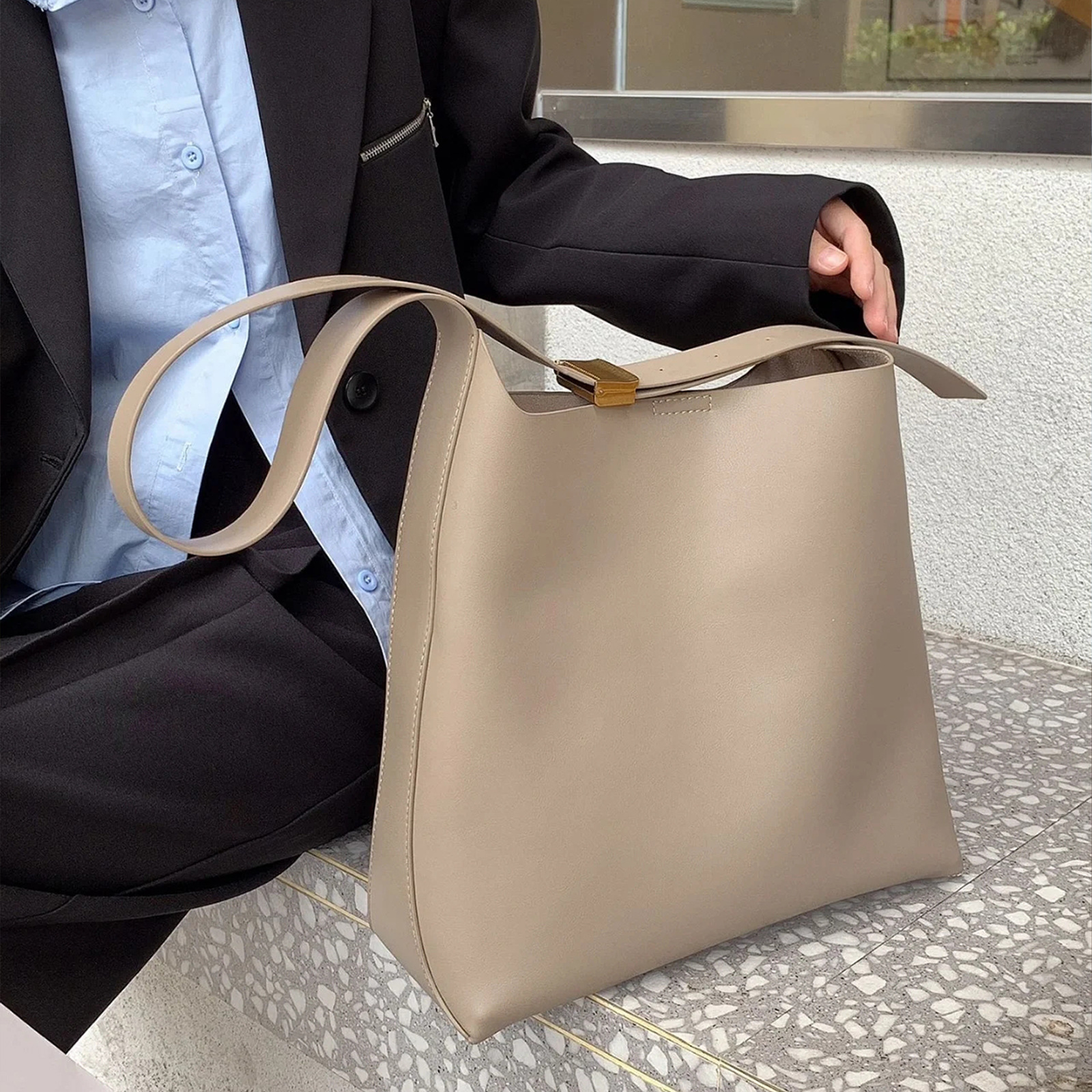 2025 New Fashionable Versatile Bucket Large Capacity Simple Leisure Mother and Child Set Soft Collapse Single Shoulder Crossbody Bag #swissmilitary