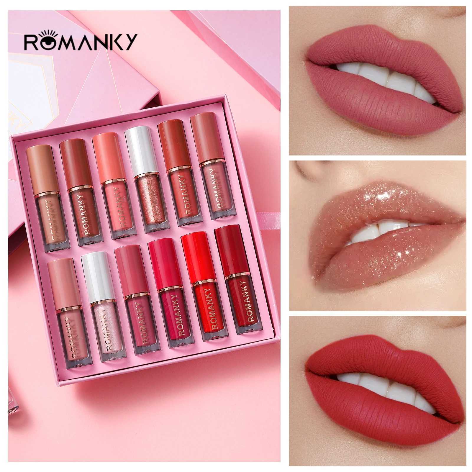 12 colors set matte lip gloss long-lasting smooth velvet texture for womens music festival make-upW250219