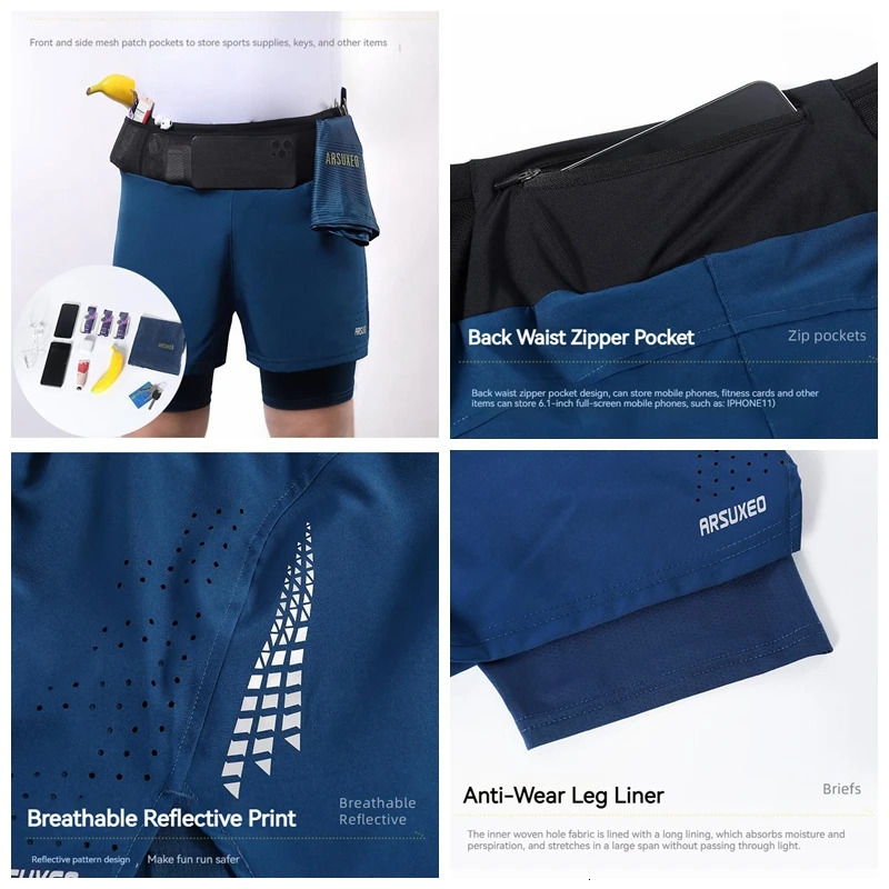 Mens Quick Dry Running Shorts Loose Fit Anti Multifunctional Pockets Exercise Training Crossfit Hiking Sports 250219